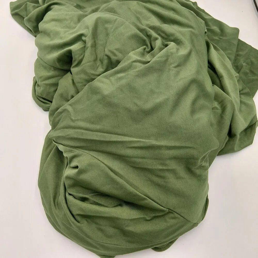 Olive Green Spandex Stretchy Tablecloth For 6ft Rectangular Table With Ruffles
